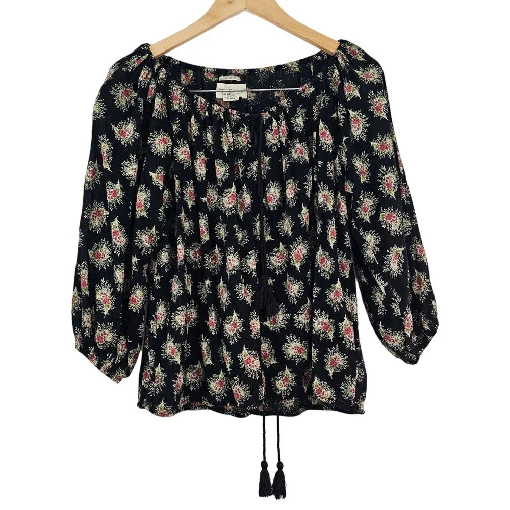 Ralph Lauren Denim & Supply Sz S Floral Peasant Blouse Gauze Boho Top Tassels - Picture 1 of 11